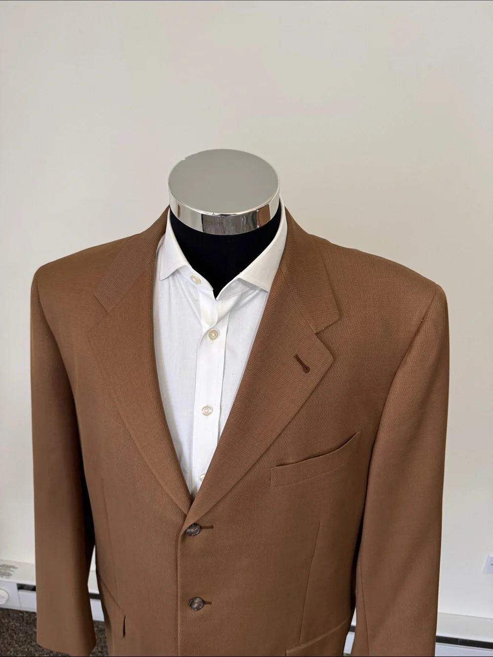Canali mens 46L brown solid 100% wool 3-button suit jacket EUC